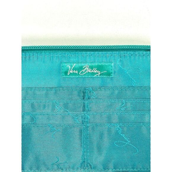 Vintage Vera Bradley Blue Green Peacock Wristlet Wallet Large Retired Pattern - Picture 4 of 4